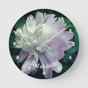Lavender Peony Flower In Bloom Personalized Round Clock