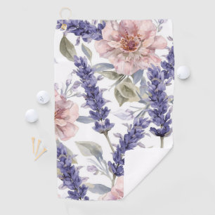Lavender Peony Watercolor Floral Garden Golf Towel