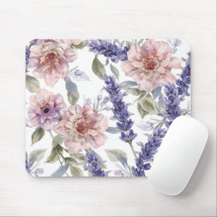 Lavender Peony Watercolor Floral Garden Mouse Pad