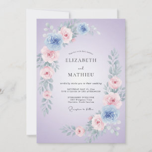 Lavender Periwinkle Floral Wedding Invitation