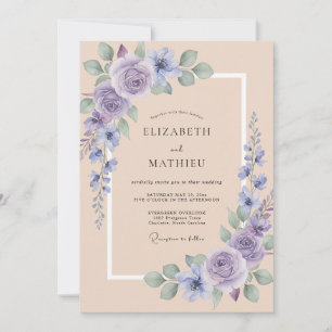 Lavender Periwinkle Foliage Eucalyptus Wedding Invitation
