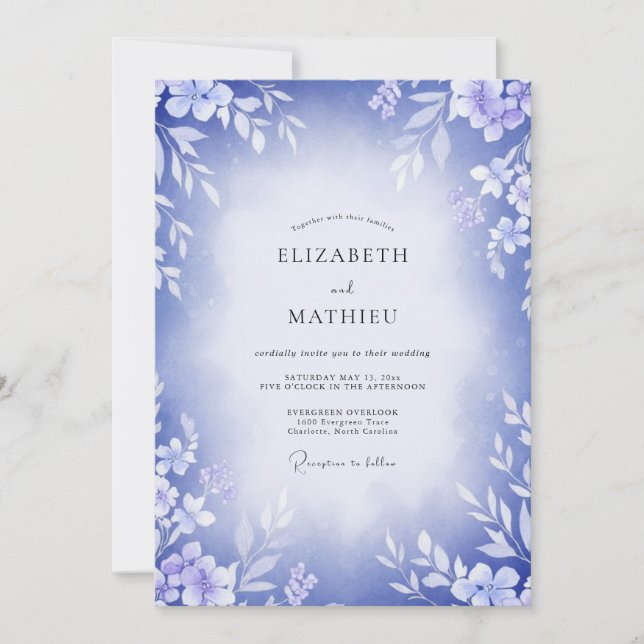 Lavender Periwinkle Vine Wedding Invitation (Front)