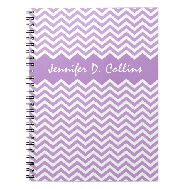 Lavender personalised chevron pattern notepad notebook (Front)