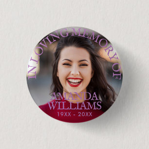 Lavender Personalised Photo Memorial 3 Cm Round Badge