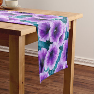 Lavender Petunia Flowers Short Table Runner