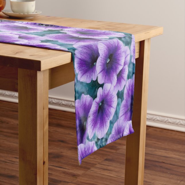 Lavender Petunia Flowers  Short Table Runner (In Situ)