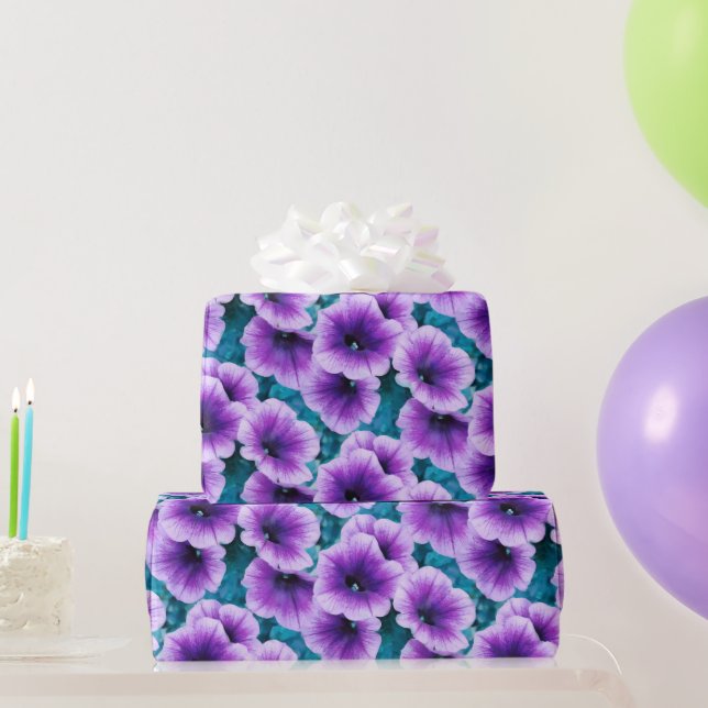 Lavender Petunia Flowers  Wrapping Paper (Party Gifts)