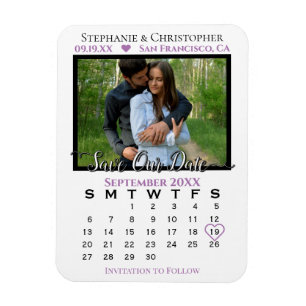 Lavender Photo Calendar Save Our Date Wedding Magnet