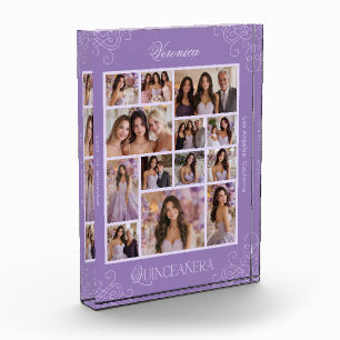 Lavender Photo Collage Keepsake Quinceanera Block