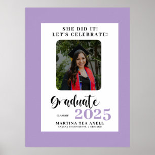 Lavender Photo Polka Dots Graduation Party  Poster