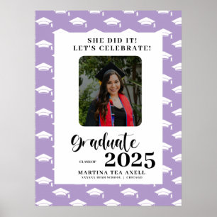 Lavender Photo Polka Dots Graduation Party  Poster