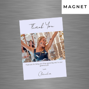 Lavender photo thank you magnet card