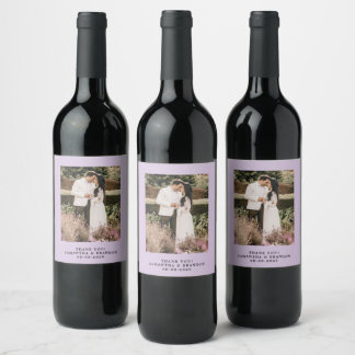 Lavender Photo Thank You Wedding Wine Label