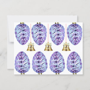 Lavender Pinecones and Bells Greeting Card