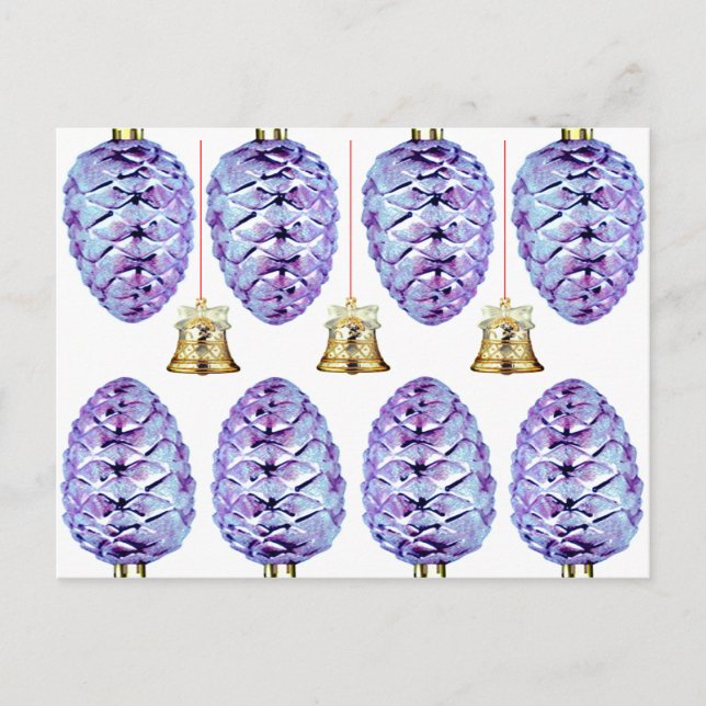 Lavender Pinecones and Bells Greeting Card (Front)