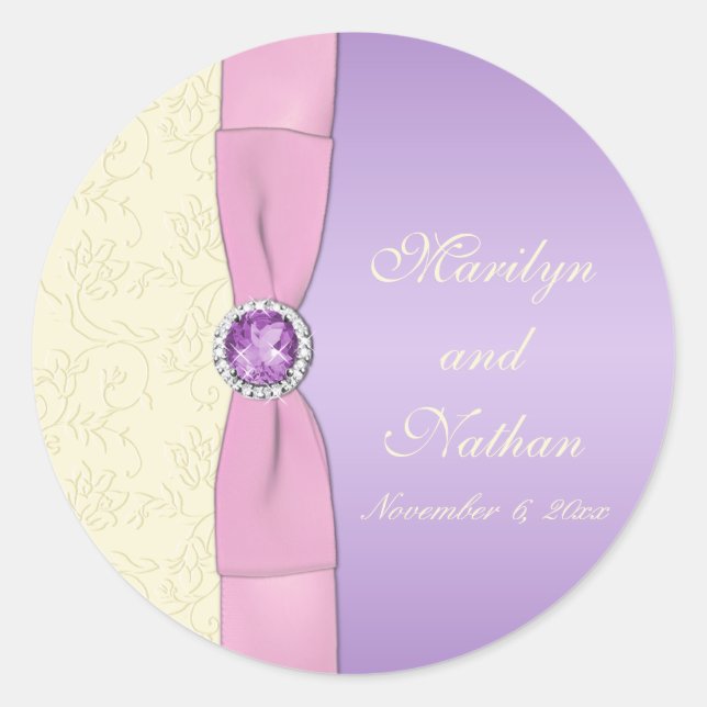 Lavender, Pink, and Ivory 1.5" Round Sticker (Front)