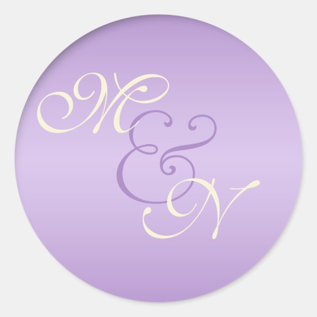 Lavender, Pink, and Ivory Monogrammed 1.5" Sticker (Front)