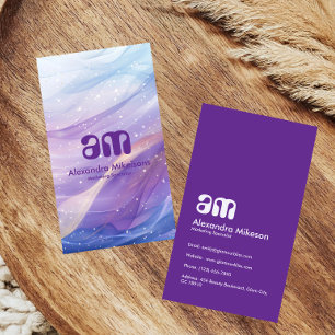 Lavender Pink Blue Holographic Waves Business Card