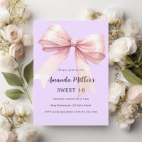 Lavender pink bow elegant Sweet 16