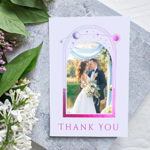 Lavender Pink Celestial Wedding Thank You Card