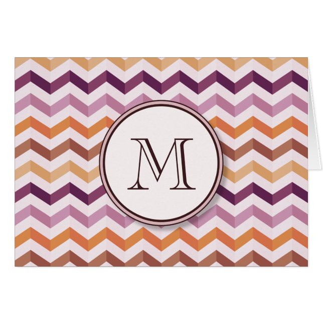 Lavender Pink Chevron Stripes w/ Round Monogram (Front Horizontal)