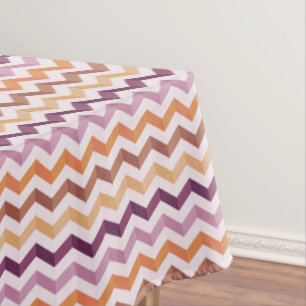Lavender Pink Chevron Stripes w/ Round Monogram Tablecloth