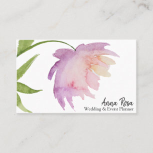 *~* Lavender Pink Elegant Watercolor Peony Floral Business Card