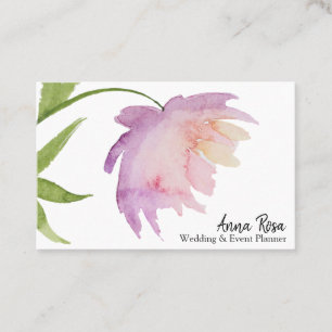 *~* Lavender Pink Elegant Watercolor Peony Flower Business Card