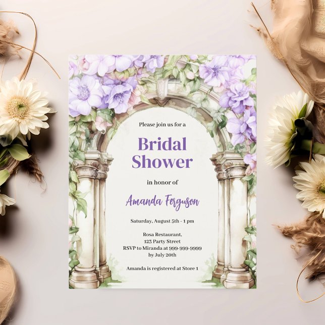 Lavender pink floral arch Bridal Shower invitation (Creator Uploaded)