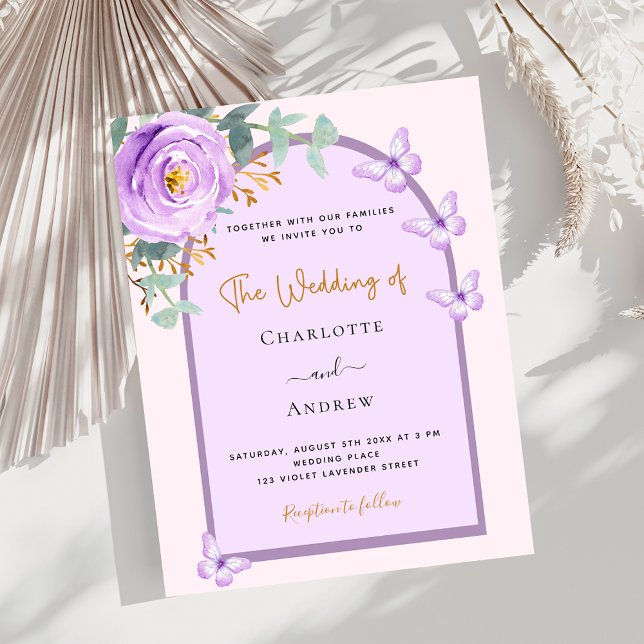 Lavender pink floral arch wedding invitation (Creator Uploaded)