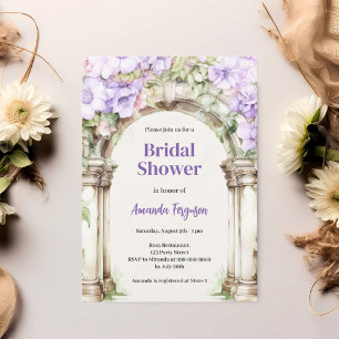 Lavender pink florals arch beige Bridal Shower Invitation
