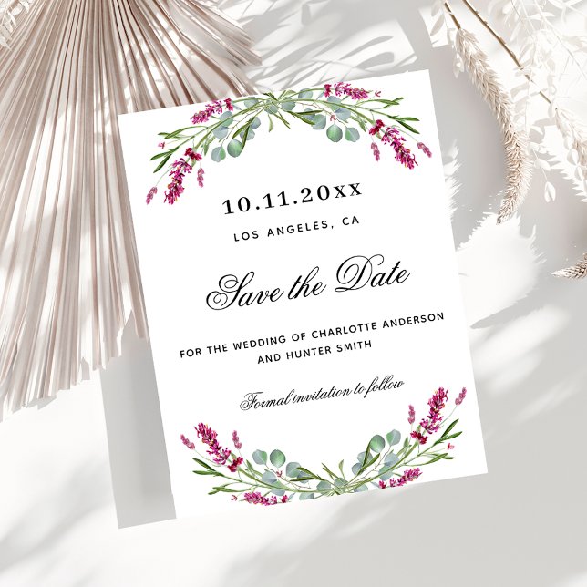 Lavender pink florals budget wedding save the date (Creator Uploaded)