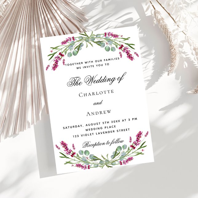Lavender pink florals greenery luxury wedding invitation (Creator Uploaded)