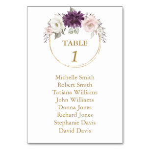 Lavender Pink Flowers Baptism Seating Chart Table Number