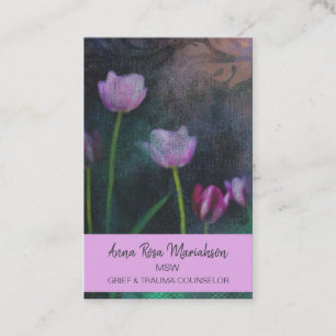 *~* Lavender Pink Grey Tulip Grunge Shabby Vintage Business Card