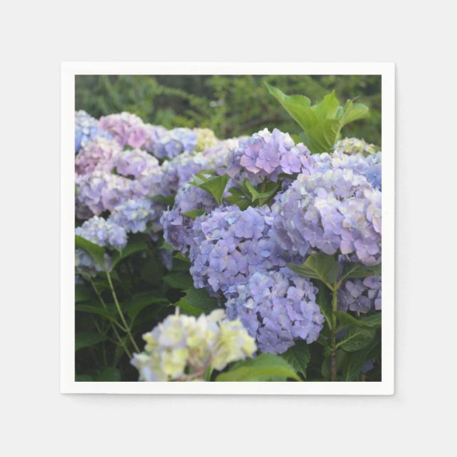 Lavender & Pink Hortensia Hydrangea Flowers Napkin (Front)