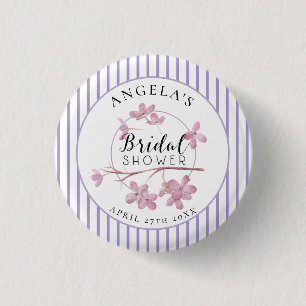 Lavender Pink Lilac Stripes Bridal Shower 3 Cm Round Badge