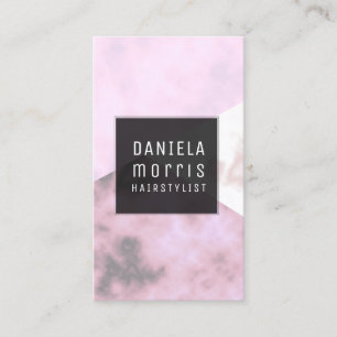 Lavender Pink Marble Geometric Hair Stylist Business Card