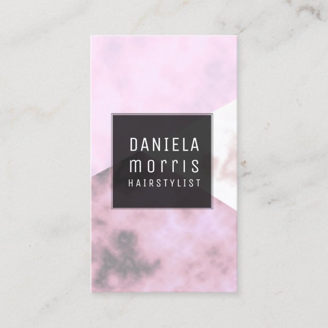 Lavender Pink Marble Geometric Hair Stylist Business Card (Front)