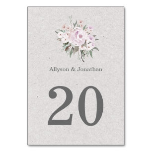 Lavender Pink Sage Green Table Cards  