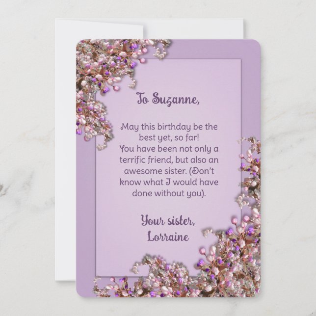 Lavender Pink Spring Lilacs Birthday Card (Front)