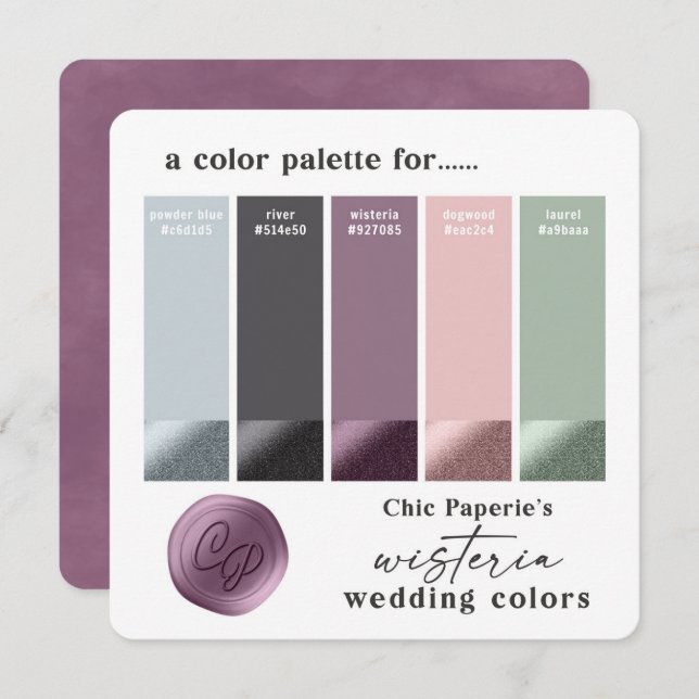 Lavender & Pink Spring Wedding Colour Palette Card (Front/Back)