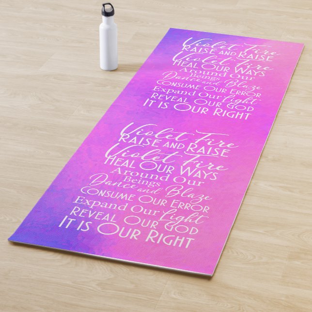 Lavender Pink Violet Fire Inspirational Prayer  Yoga Mat (In Situ)
