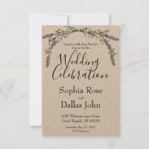 Lavender Pink Wild Rose and Eucalyptus Wedding Invitation