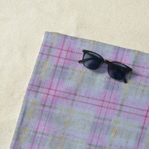 Lavender Plaid Harmony  Beach Towel