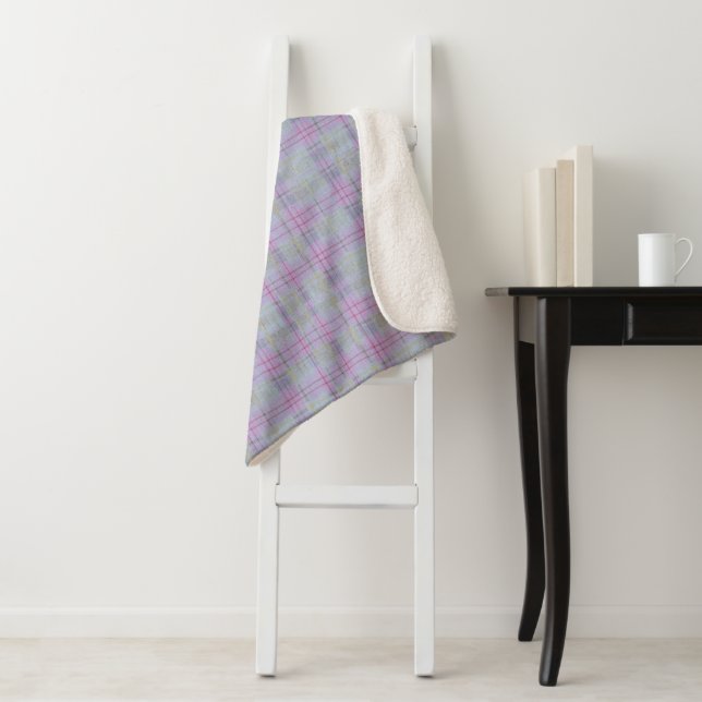Lavender Plaid Harmony  Sherpa Blanket (In Situ)
