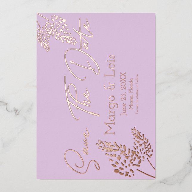 Lavender Plant Save the Date Pressed   (Front)