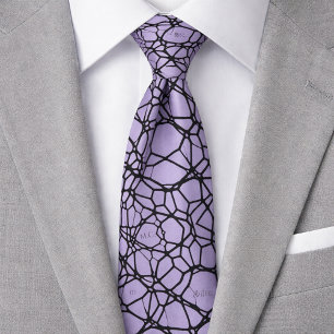 Lavender Playful Quirky Geometric Monogram Tie
