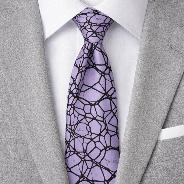 Lavender Playful Quirky Geometric Monogram Tie (Creator Uploaded)
