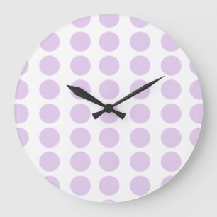Lavender Polka Dots Design Large Clock